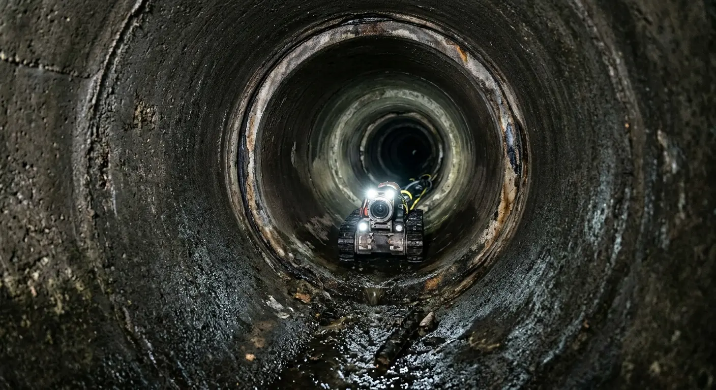 Robotic sewer camera inspecting pipe interior for Sewer Line Repair in Carrboro